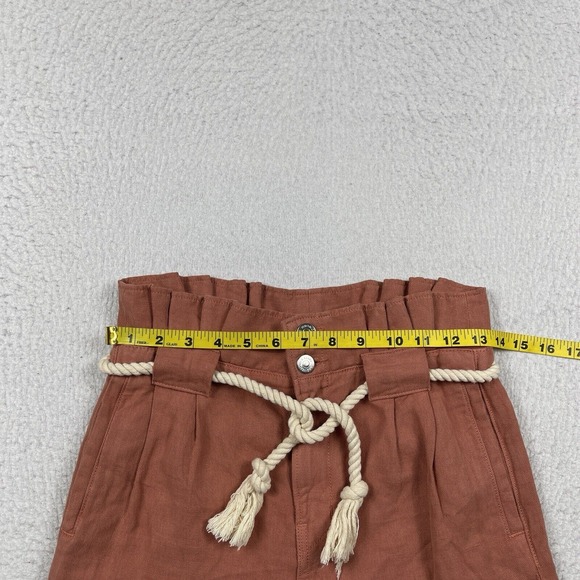 Veronica Beard Pants Womens 0 Mocha Karter Pleated Crop Paperbag Trousers Linen - Picture 10 of 14